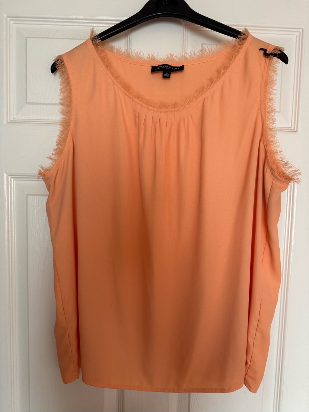 Jones New York Peach Fringe-Trim Sleeveless Blouse